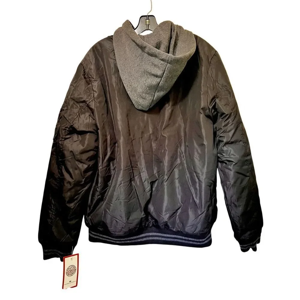 New With Tags Ring Of Fire Bomber Jacket W Hoodie Zip Front Size Large